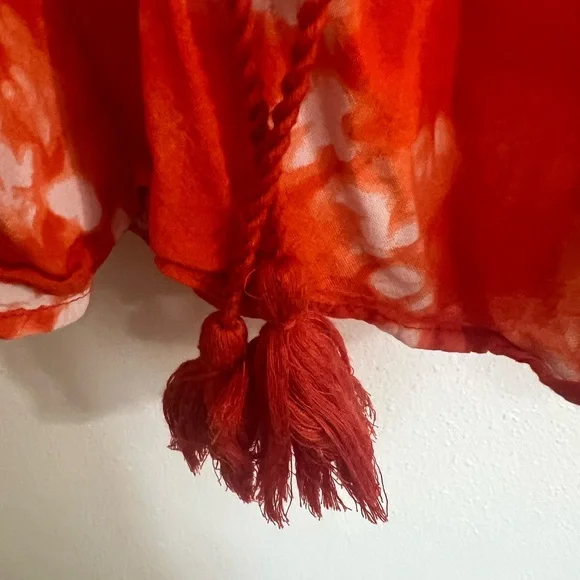 RD & Koko by Anthropology Geometric Tie-Dye Blouse Orange SzM Y2K BohoChic - Picture 3 of 8